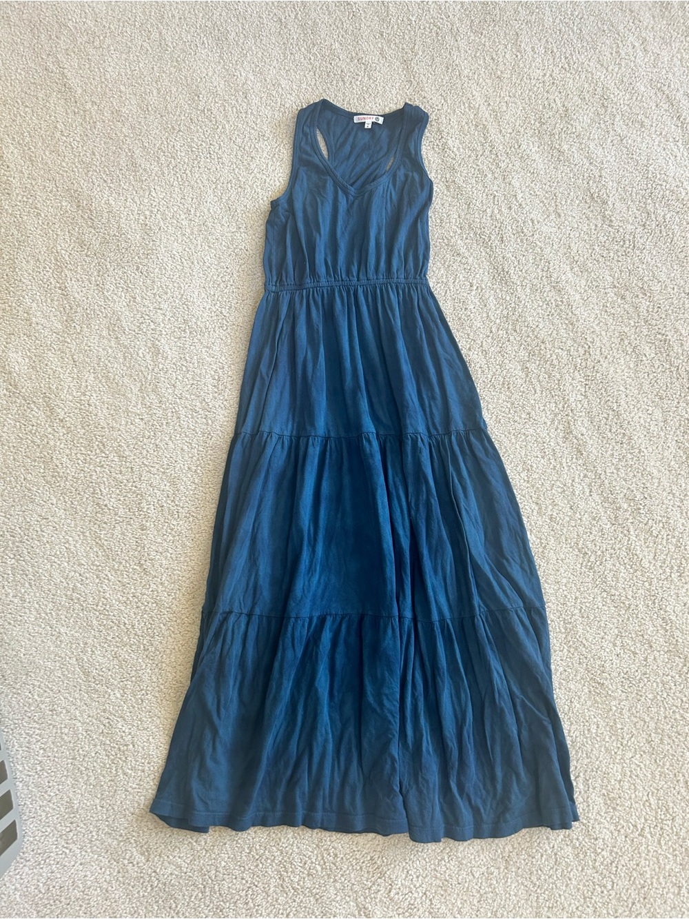 Sundry Deep Blue Sleeveless Tiered Maxi Dress